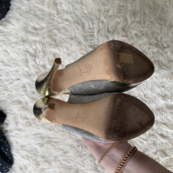 Giuseppe Zanotti Peep Toe Glitter Evening Pumps - Picture 8 of 9